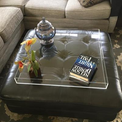 China MINGSHI Sustainable Custom Acrylic Clear Sofa Table Tray Butler Tray Serving Tray for sale