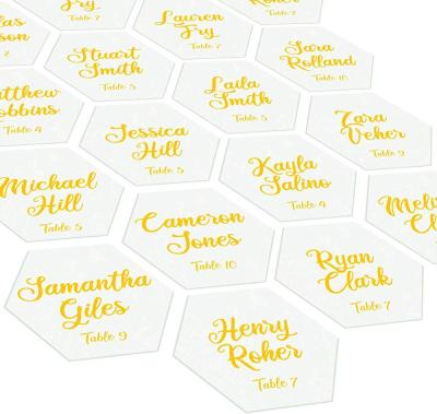 China MINGSHI Eco - Friendly Clear Edges Soft Hexagon Sign Blanks Acrylic Place Cards for sale