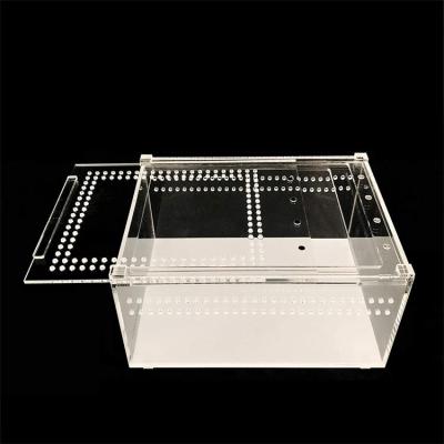 China Mingshi Breathable Magnetic Wholesale Small Small Animal Cages Reptile Mini Greenhouse Acrylic Cage For Pets for sale