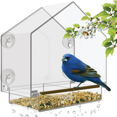 China MingShi Viable Clear Big Bird Cage Acrylic Parrot Breeding Pet Cages Bird House Feeder for sale