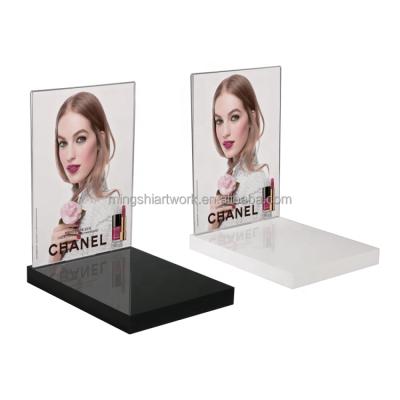 China Mingshi Customized Modern L Shape Mountable Cosmetic Display Stand Lipstick Container Display Rack for sale