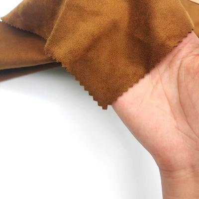 China Stretch Hot Sale Cheap Poly Spandex Double Side Brushed Faux Suede Garment Fabric Microfiber For Garment for sale