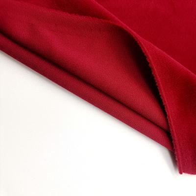 China Sustainable High quality red velvet fabric long pile velvet lining stock fabric floc for sale