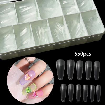 China False Nails Art Tips In Artificial Fingernails Packing Transparent French Matte Medium Tapered Coffin Ballerina Clear Nail Tips Customized Half Nail Tips for sale