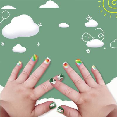 China Kids Nail Salon Wholesale Cute Press On Kids Nails Colorful Ready To Wear Fake Kids Nails Salon For Little Girls for sale