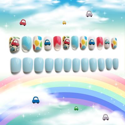 China False Nail For 10 Years Girl Nail Sets Cartoon Car Beauty Children Kid 24Pcs Press On Nails For 10 Years Kids Children for sale