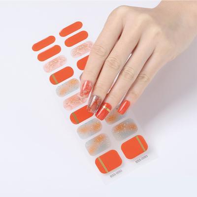 China Luxury brand logo sticker for nails non-toxic tape stickers luxury brand logo semi cured gel nail sticker for sale