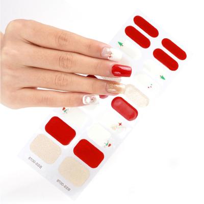 China Wholesale Custom Korean Popular Christmas Nail Wrap FHER UV Gel Nail Sticker Semi Processed Korean Popular Wrap for sale