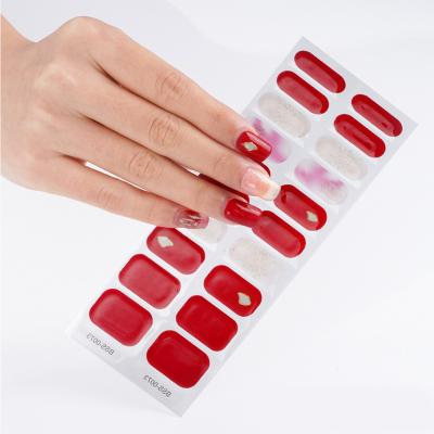 China Red Korean Christmas Nail Sticker High Quality Gel Nail Wrap Strips For Gwomen And Girls for sale