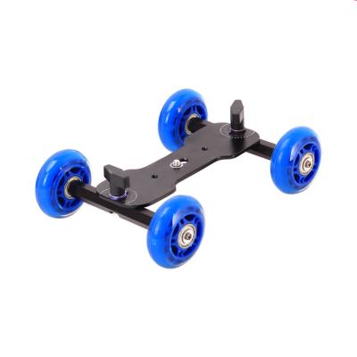 China Camera Aluminum Slider Dolly Car Black/Blue Four-Wheels For Iphone Or DSLR Studio for sale