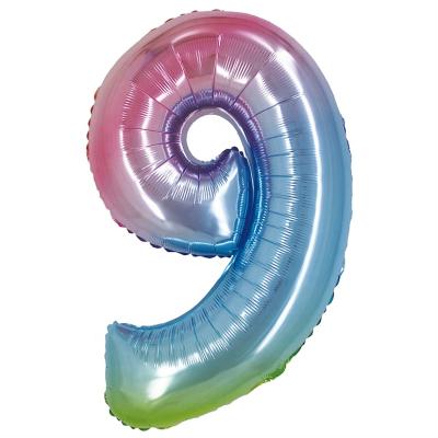 China Gift toy globos foil rainbow tik rainbow helium balloon party 32inch number light number 9 for sale