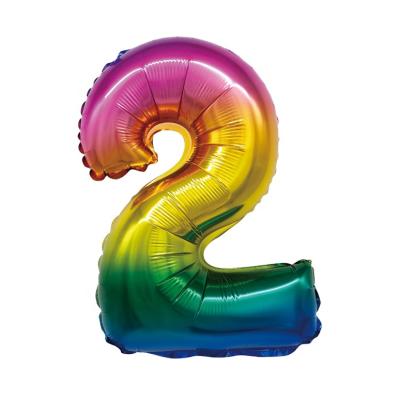 China Advertising Toy Wholesale 16 Inch Rainbow Balloon Number Helium Balloon Party Decorations Balloons for sale