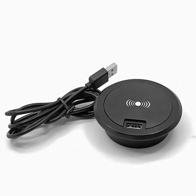 China Convenient Furniture Recessed Invisible Under Table Bottom Wireless Charger With USB Port for sale