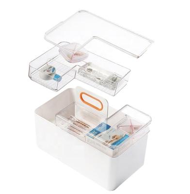 China Viable Multifunctional Medicine Plastic Storage Box With Hand First Aid Kit Box Compartment Storage Box Food Containers Home Organizer for sale