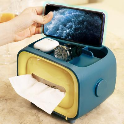 China Magnetic Side Opening Design Side Shape TV Tissue Box Holder Organizer for sale