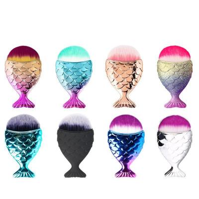 China NAIL Color Fish Tail Shape Nail Gently Brush Bristle Cleaning Dust Powder Brush Manicure Care Tool Fishtail Bottom Cosmetic Brush for sale