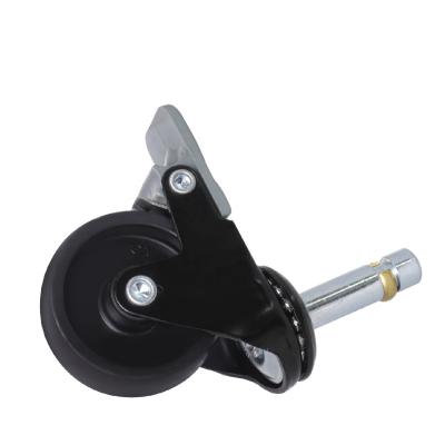 China Modern Locking Casters 50mm Set 4 Ring Stem Black PP Brass Wheels for sale