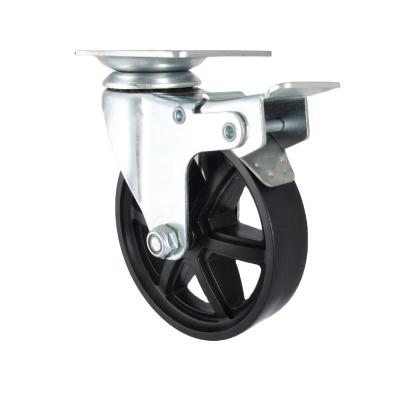 China Rueda 4 Inch Flat Free Swivel Steel Nylon Casters Locking Caster Wheels For Furniture for sale