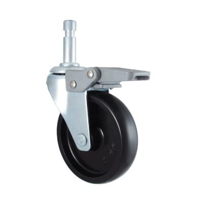 China 3 Inch Flat Handle Neck Stem Swivel Caster Freewheels For Industrial Carts for sale