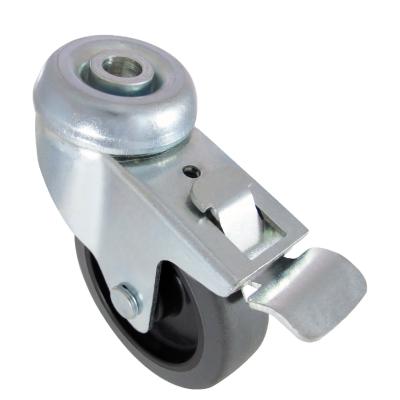 China 75mm PU Front Locking Wheels With 10mm Flat Free Bolt Hole Flat Wheels for sale