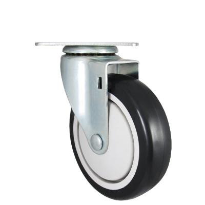 China PVC Chrome Flat Free Heavy Duty Industrial Plate Shopping Cart Caster Wheel 125mm for sale