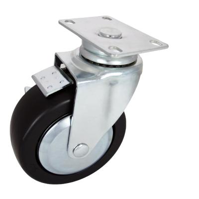 China Flat Free 126mm Industrial Trolley Furniture TPR Wheels With Side Brake Caster for sale