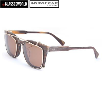 China Fashion Sunglasses OEM Wooden Sunglasses Acetate Frame Clip On Sunglasses for sale