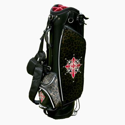 China Custom Hot Sale Leopard PU Golf Rack Bag New Fashion Design Golf Bag for sale