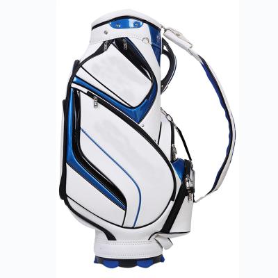 China PU White / Blue Leather PU Golf Staff Bag Luxury Fashional With 6 Ways To Divider for sale