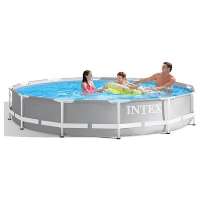 China PVC+steel China factory wholesale round pool frame above ground swimming pool for play for sale