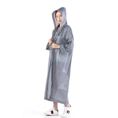 China Long Gray Waterproof Raincoat Single Adult Translucent Outdoor Protective Rainwear for sale