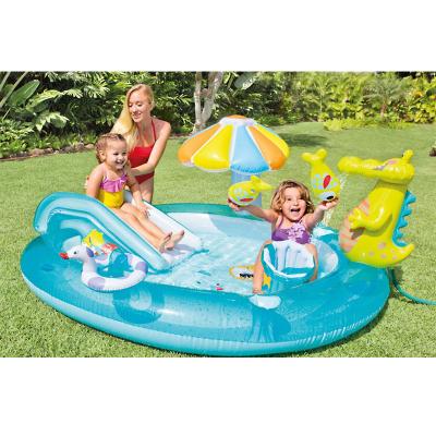 China Circular Outdoor Swimming Pool Children's Park PVC INTEX-57165 Inflatable Crocodile Slide Pool for sale