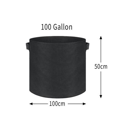 China Chinese Style 100 Gallon Breathable Thicken Heavy Duty Felt Non Woven Fabric Grow Bags With Handle For Tree Farms for sale