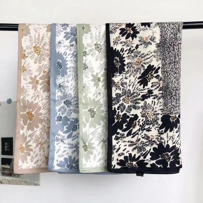 China Square Premium Touch Polyester Twill 90*90 Soft Scarves Head Wraps Ethnic Clothing Floral Printed Neck Hijab for sale