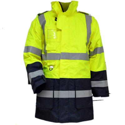 China Windproof His Force Workwear Reflective Fluorescent Green Uniform For Men Safety Workwear Jacket for sale