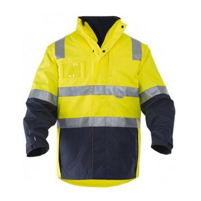 China EN20471 Wholesale Safety PPE Men's Waterproof Clothing Raincoat Reflective Rain Jacket for sale