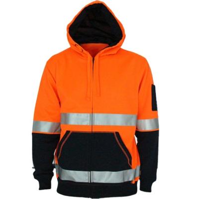 China Anti-pilling hi viz two tone yellow / navy safety fleece jacket mens hoodies sweatshirts for work for sale