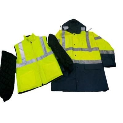 China Raincoat ; EN343/EN20471 3in1 Breathable Mens High Visibility Yellow Workwear Jacket for sale