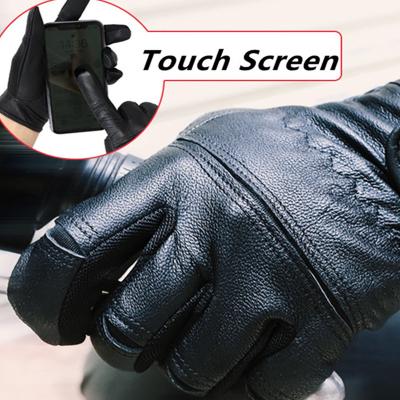 China New Touch Screen Goatskin Glove Men Boys Winter Outdoor Sports Motorcycle Driving Cycling Leather Gloves For Safety Cold Weather for sale