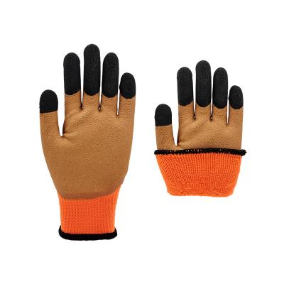 China Comfortable hot sale black orange kitchen latex wrinkle soft coated glove household dipped garden men machine work gloves for sale