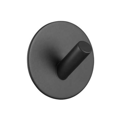 China Black Self Adhesive Robe Hook Stainless Steel Wall Mounted Coat Clothing Hook Metal Hook Viable For Towel Hanger for sale