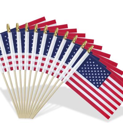 China Nonprofit Organizations Small Mini American Flags Veteran Party Parade American Hand Held Spear of Stick Flags for sale