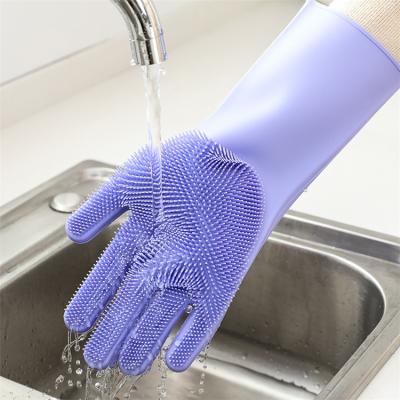 China 100% Magic Scrubber Household Magical Heat Resistant Food Grade Silicone Brush Dishwashing Comfortable Custom Rubber Washing Cleaning Gloves for sale