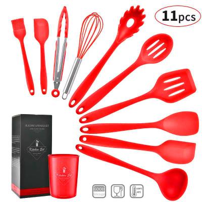 China Sustainable Wholesale 11 Pcs Silicone Shovel Cooking Tools Kitchen Utensils Cookware Set for sale