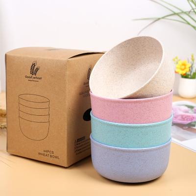 China Mini Cute Kitchen Nordic Eco Customized Sustainable Fiber Bamboo Wheat Straw Plastic Bowl Set for sale