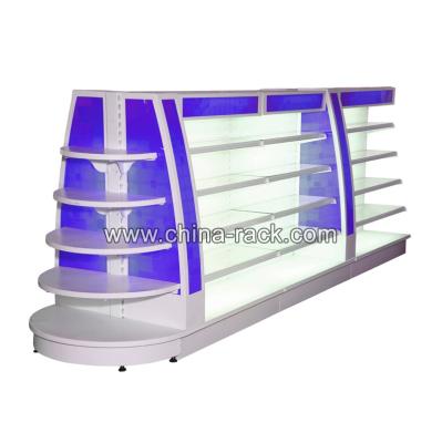 China Supermarket Fashion New Arrival Cosmetic Products Display Stands Supermarket Shelves Gondola For Cosmetics for sale