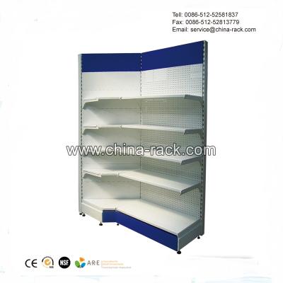 China Good Quality Corner Shelf Large Shape Supermarket Display Gondola Shelving Wall Display Rack for sale