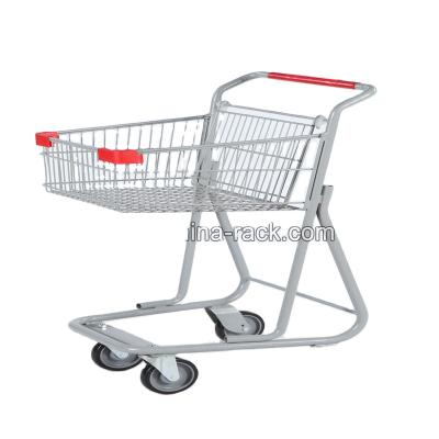 China Folding Wire Basket / Shopping Cart Shop Hand Push Basket Trolley for sale