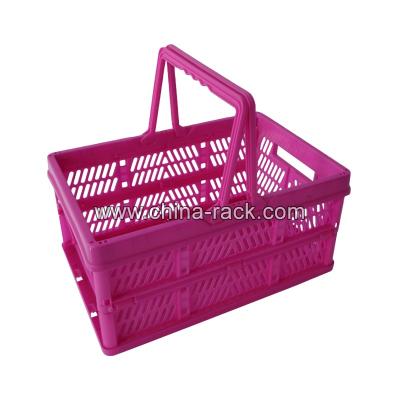 China Wholesale Supermarket Boutique Plastic Folding Baskets With Handles For Picnic And Cosmetic Store for sale