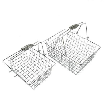 China Wholesale Convenient Metal Cosmetics Store Double Handles Adjust Metal Shopping Basket for sale